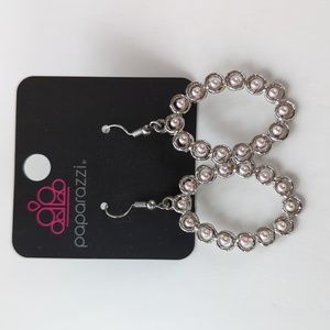 Boutique Paparazzi Silver Tone White Accent Oval Drop Earrings